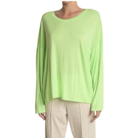Sundry Women's Neon Green Long Sleeve Tee‎ SZ 3/L - Picture 1 of 8